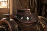 Mavrak Studio's Premium Leather Western Cowboy Hat // Studs band // Burgundy
